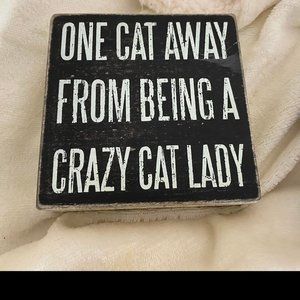 EUC Primitives by Kathy Phillips Crazy Cat Lady 5 inch Wood Box Sign